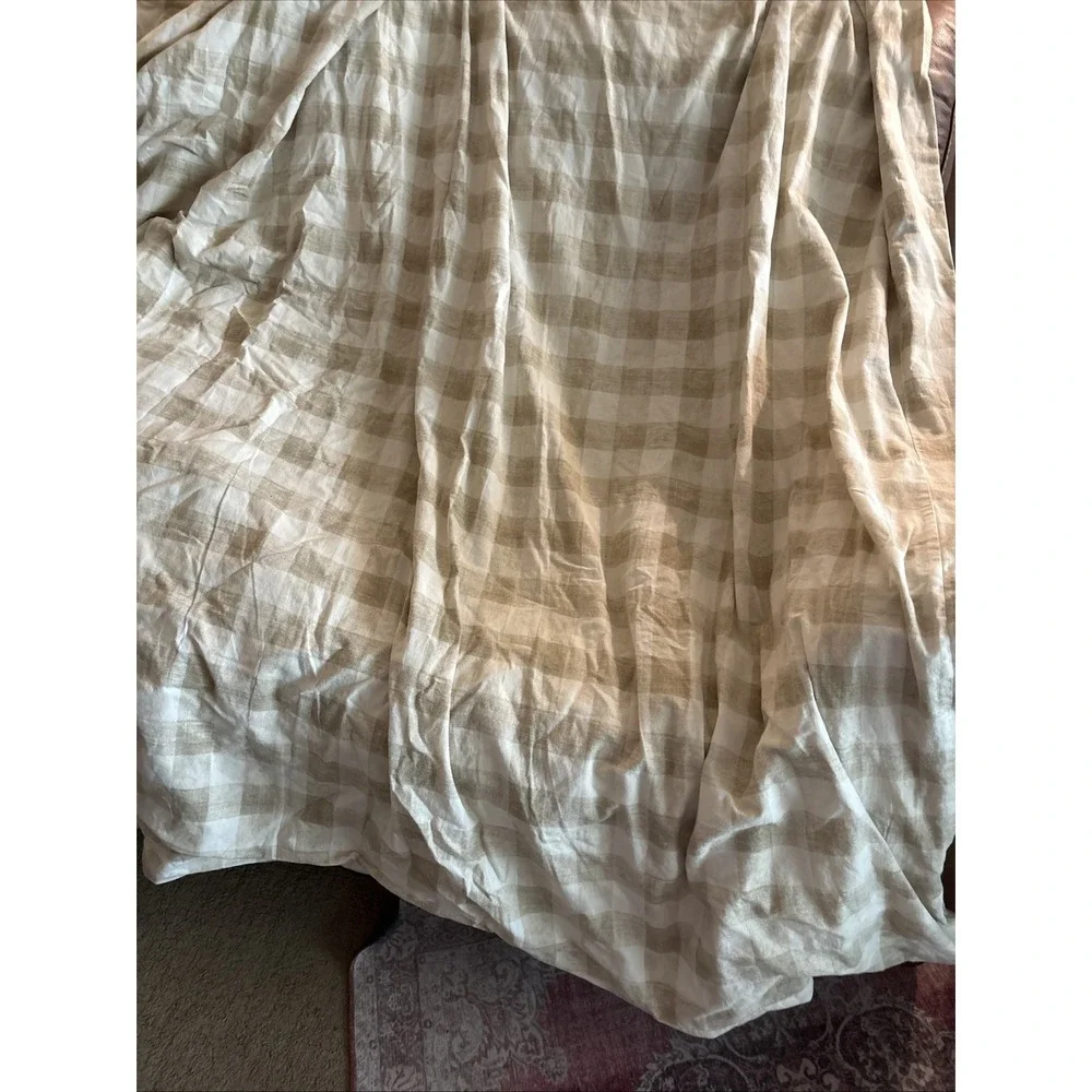Pottery Barn Blaine Check King Duvet In Camel